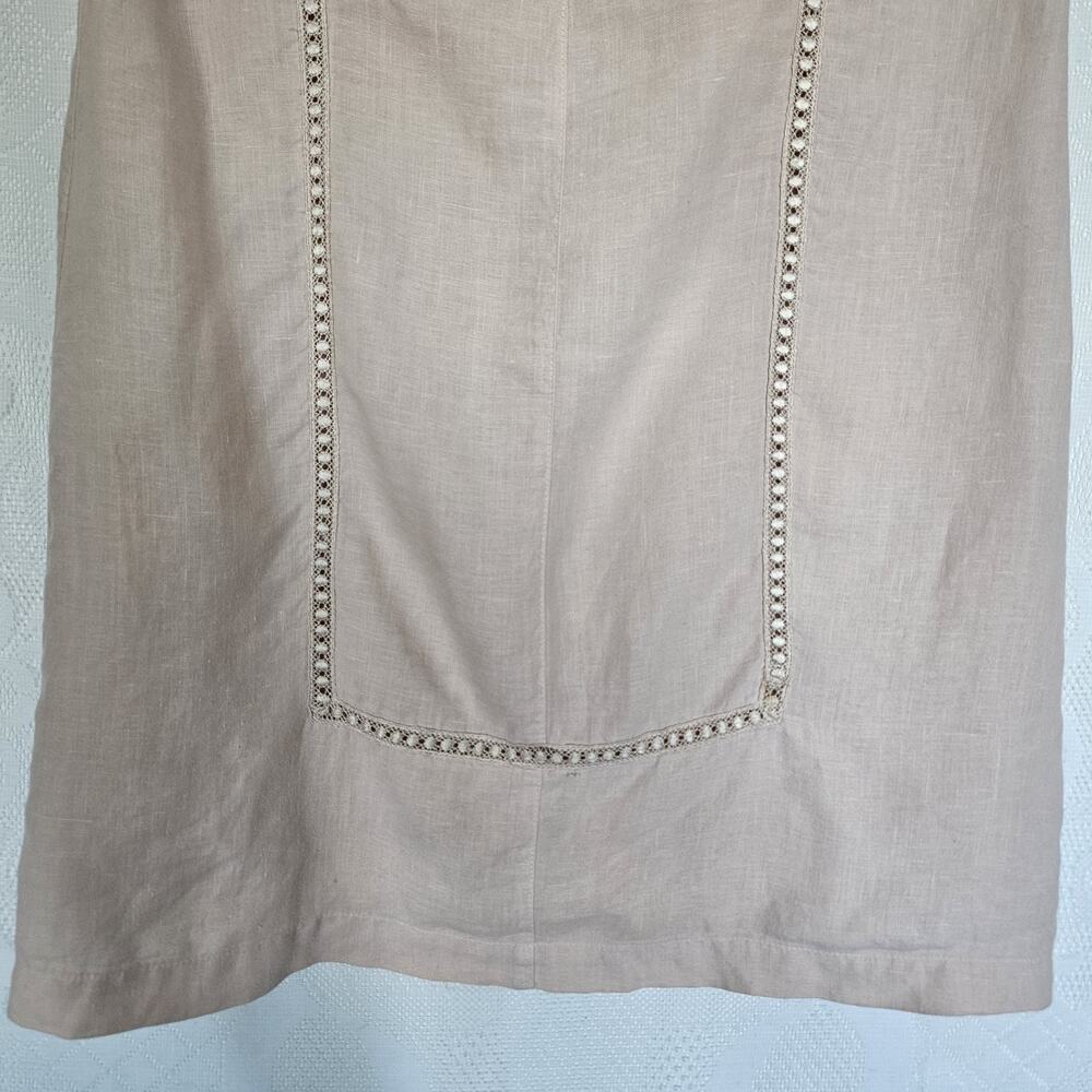 Johnny Was Collection 100% Linen Mini Shift Dress Soft Pink Lace Crochet Y2K 90s - Picture 8 of 12